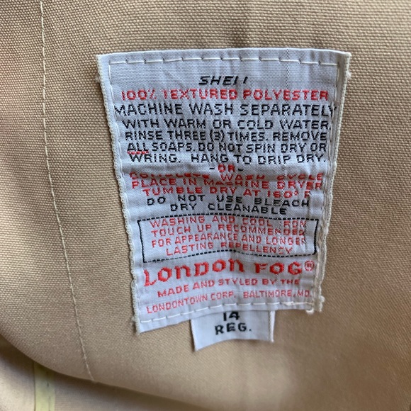 High quality London fog tan trench coat w/ belt 14 - Picture 3 of 4